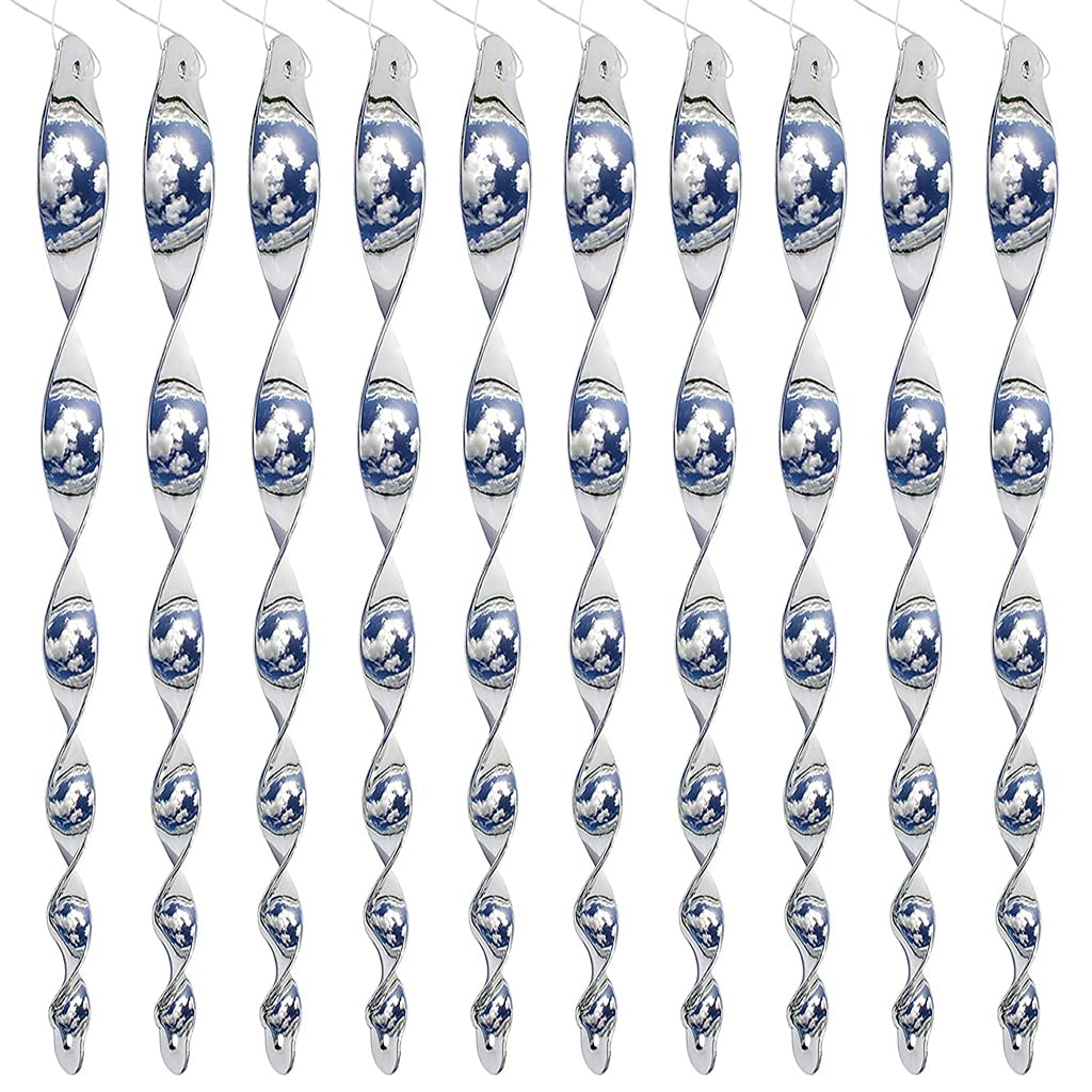 HASTHIP 10Pcs 30cm Bird Repellent for Balcony, Silver Reflective Pigeon Scarer, Ornamental Spiral Deterrent Control Device for Roof Edge, Fence HASTHIP 10Pcs 30cm Bird Repellent for Balcony, Silver Reflective Pigeon Scarer, Ornamental Spiral Deterrent Control Device for Roof Edge, Fence